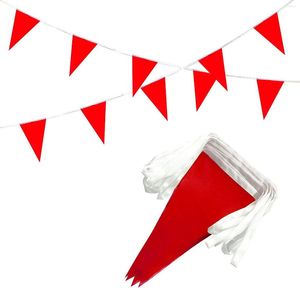 Party Decoration 20 Flags 8m Pure Red Silk Fabric Banners Wedding Bridal Shower Garland Bunting