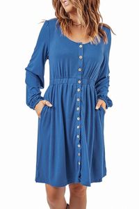 Button Button Up Caia alta Vestido de manga comprida 2023 HOT NOVO W9WQ#