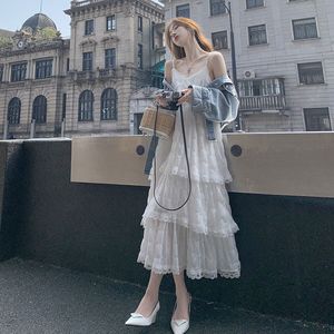 Mori Department First Love Kirt Seaside Holiday Beach kjol Senior Sense V-ringning Lace Dress Pure Desire Small Suspender kjol