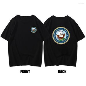 海軍綿のTシャツ部門のメンズTシャツ部門ミリタリーテーマリバーシブルティートップショートスリーフTシャツY2K服の男性服