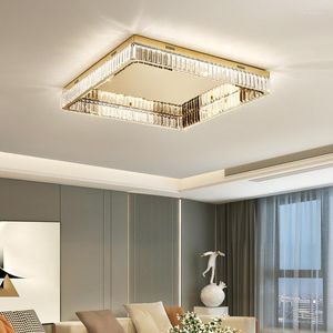 Taklampor LUSTER CRYSTAL LED Dimble Home Deco Square Steel Lamp för vardagsrum Luminarias fixtur