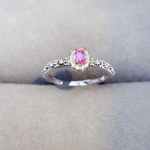Cluster Rings Natural Real Pink Sapphire Small Ring Per Jewelry 925 Sterling Silver 3 4mm 0.3ct Gemstone Fine J2122110