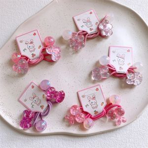 2023 New Sweet Girl Princess Cute Cartoon Rubber Band Hair Accessories Fashion Korean Children's Sequins Love Flowers Hair Rope