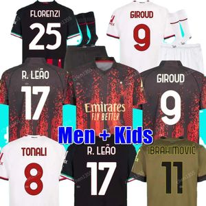 22 23 Ibrahimovic Koche AC Milans voetbaltruien Special-editie 4e 2024 2023 Giroud Tonali Theo R.Leao Romagnoli Brahim Doelman Mannen Kids Kits Volle set Socks