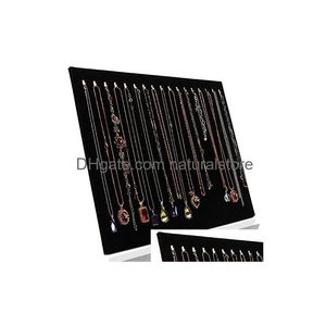 Jewelry Tray Black Veet 17 Hook Necklace Display Organizer Drop Delivery Packaging Otyfp
