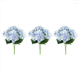 Decorative Flowers 3X Artificial Silk 7 Big Head Hydrangea Bouquet For Wedding Room Home El Party Decoration And Gift Blue