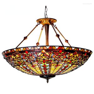 Lampade a sospensione Tiffany Baroque Light Vintage Stained Glass Paralume LED Decor Hanging Dining Room Soffitto