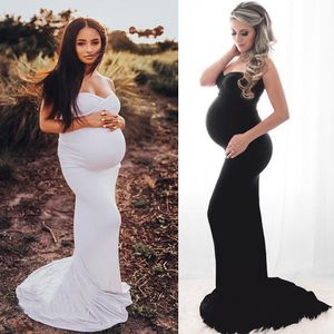 Sukienki macierzyńskie bez rękawów Niski klatka piersiowa kobieta w ciąży Baby Shower Elastyczne sukienki ciążowe na Po Shoo