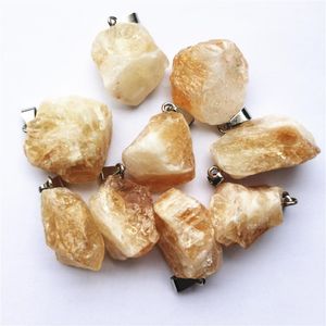 Pendant Necklaces Fashion High Quality Natural Citrines Healing Gems Stones Raw Ore Vintage For Jewelry Making 6PCS WholesalePendant