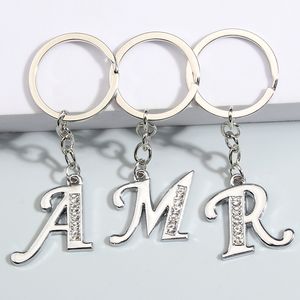 Metal Keychain A-Z Initial Key Ring 26 Capital Letter Key Chains For Women Men Handbag Accessorie Car Keys DIY Jewelry Gifts