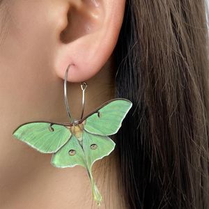 Hoop Earrings & Huggie Fashion Butterfly For Women Man Jewelry Small Fresh Air Green Moth Animal Shape Round Circle EarringsHoop
