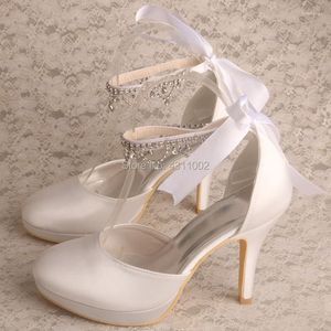 Dress Shoes Wedopus Wedding Manufacture White Platform With Crystal Straps