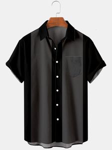 Męskie koszule zwykłe Koszulka do kręgli w stylu 50. dla mężczyzn w paski swobodne oddychane koszule z krótkim rękawem letnia streetwear 230516