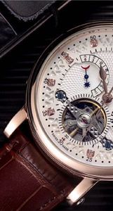 Паштетные наручные часы для Men 2023 Новые мужские часы пять стежков турбильон автоматические механические часы Top Luxury Brand Кожаный ремешок Mens Fashion Montre de Lux