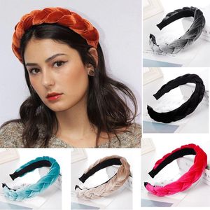 Hårtillbehör 2023 Velvet Hairband för kvinnor damer Huvudband Solid Color Braid Loop Retro Headwear Female