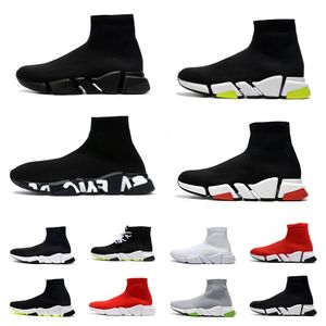 Designer Socks Casual Shoes Platform Men Women Speed Recycled Black Classic 2.0 1.0 Trainer Runner Sneaker Sock Shoe Speeds Graffiti Trainers Black White Red Sneakers