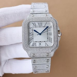 Titta på Red Mens Diamond Watch helautomatiska mekaniska klockor Design Sapphire Folding Clasp Rostfritt stål Rem Vattentät 8215 Rörelse