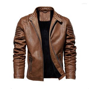 Men's Jackets Winter Motorcycle Male Leather Jacket Men Windbreaker PU Fleece Outwear Warm Bomber Coats Plus Size 5XL