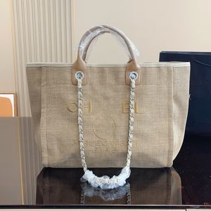 Summer Designer Beach Bag Channel Tote Shopping Pearl Letter Womens Luxury Handväska Lady Chain Canvas Designers Crossbody Clutch Bags