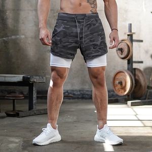 Mens Shorts Camo Running 2 In 1 Doubledeck Quick Dry Gym Sport Fitness Jogging Workout Sports Short Pants 230516