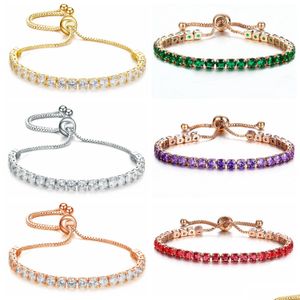 Tennis-Armband mit Zirkonia, trendiges Armband für Frauen, Weiß, Gelb, Roségold, Schmuck, Geschenk, Mädchen, Teenager, Damen, Frau, Mutter, Schwester, Drop Dhh98