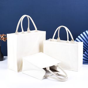 3pcs Suplimation Diy White Blank Cotton Canvas Vertical Design Cross Open Dimbag