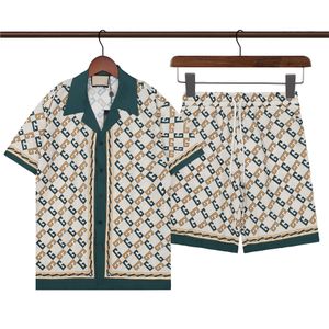 23SS Summer Projektanci Bowling Shirts Shorts 2 sztuki Zestki Mężczyźni Mężczyzn Casual Hawaii Shirt Szybkie suszenie spodni kąpielowych M-3XL