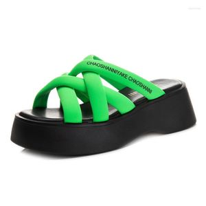 Slippers Designer Platform Shoes For Women 2023 Summer Home Woman Wedges Slides Girls High Heels Beach Casual Slipper Female