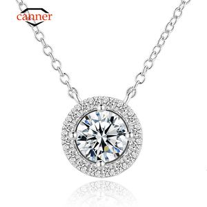 Pendant Necklaces CANNER 1 Real Pendant Necklace For Women Top Quality 100% 925 Sterling Silver Wedding Party Bridal Fine Jewelry 230516