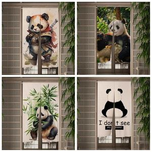 Cortina China Cute Porta de panda de panda verde folhas de bambu da cozinha entrada de porta de meia decoração da sala de meia-curta