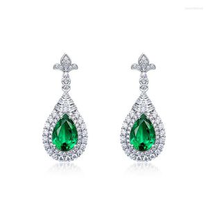 Dangle Earrings Elsieunee Luxury 925 Sterling Silver 3.4Ct Emerald High Carbon Diamonds Drop Fine Jewelry Wholesale