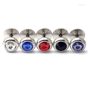 Orecchini a bottone! 8mm 20 colori Rivoli Stones White Titanium Steel Men Punk Screw