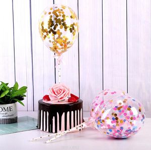 Venda direta balão de decoração de bolo ins net látex vermelho 5 polegadas lantejoulas balão de confete transparente GC2127