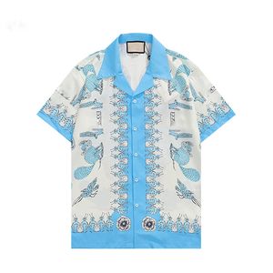 LUXURY Designers Shirts Men's Fashion Tiger Letter V silk bowling shirt Casual Shirts Men Slim Fit Short Sleeve Dress Shirt M-3XL T8