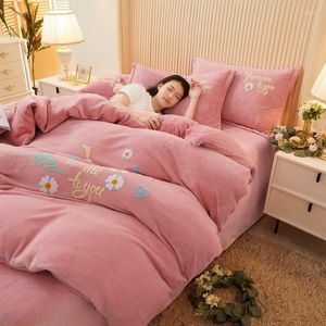 Bedding Sets 3/4pcs Winter Warm Milk Velvet Duvet Cover Set Thick Soft Plush Fitted Bed Sheets Quilt Pillowcases King Size