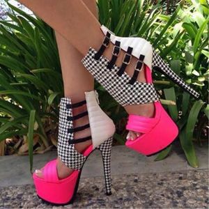 Dress Shoes Shoes. Elegant And Fashionable Large Size Wedding Freight Free Bird Pattern Fabric 16cm High Heel Sandals Women