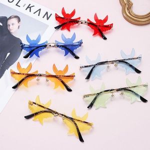 Sunglasses Colorful Disco Party Eyewear For Halloween Costume Bat Shaped 90s Glasses Rimless Goth