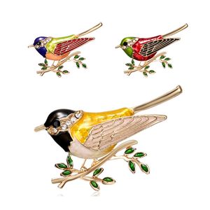 Fashion Animal Bird Brooch For Women Branch Painting Oil Alloy Pins Men Diamond Clothing Brooches Pins Jewelry Accessories