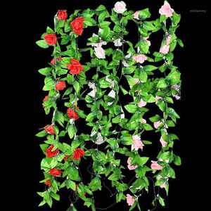 Ghirlande di fiori decorativi 240 cm Rose di seta Rattan Ivy Vine con foglie verdi per la casa Giardino Decorazione di nozze Sfondo fai da te Ghirlande Wal