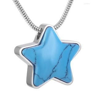 Catene IJD9165 Acciaio inossidabile Stelle blu Moda Cremains Ciondolo ricordo per ceneri Urna commemorativa Souvenir Collana gioielli