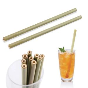 100st Natural Bamboo Drinking Straws 20cm 7,8 tum drycker Straw Cleaner Brush Bar Drinkware Tools Party Supplies Miljö