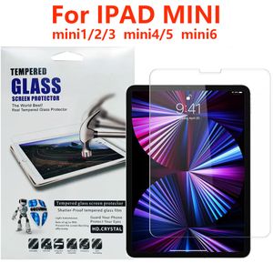 0,4 mm 2.5d 9h härdat glasskärmskydd för iPad Mini 6 5 4 3 2 1 I Pad Mini6 Mini5 Mini4 Mini3 Mini2 med detaljhandelspaket vit väska