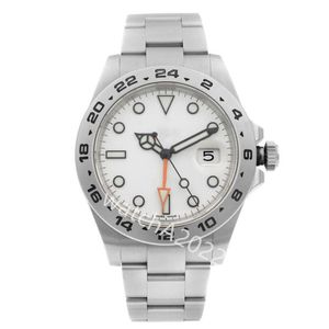 SX ASIA İZLE GMT 42mm 216570 Beyaz Siyah Dial Turuncu İğne Paslanmaz Çelik Gezgini Mekanik Otomatik Ref 216570 SS SS MEN 277T