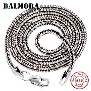 Pendanthalsband Balmora Real 925 Sterling Silver Foxtail Chains Chokers Långa halsband för kvinnor Män Chic Chain Jewelry Accessory 16-32 tum 230516