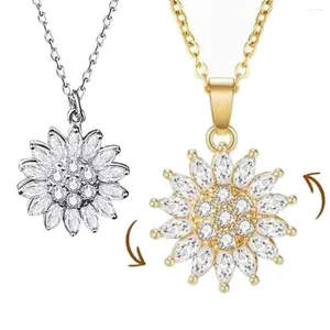 Collane con ciondolo 1 Set Crystal Relief Anxiety Girasole Fidget Spinning Collana rotante per le donne Festa serale Incontri Gioielli di moda