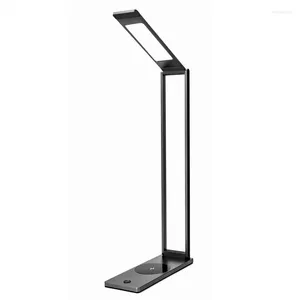 Bordslampor Trådlös laddning LED -skrivbordslampa 10W Portable Dimble Foldble Light Eye Reading