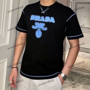 Xinxinbuy mężczyźni projektant Tee t shirt 23ss szczoteczka do zębów haft nadruk w litery drukuj z krótkim rękawem bawełna kobiety czarny biały niebieski S-2XL