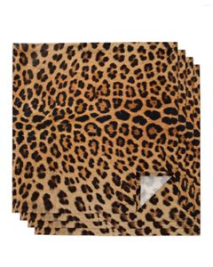 Table Napkin 4pcs Leopard Texture Square Napkins 50x50cm Party Wedding Decoration Cloth Kitchen Dinner Serving