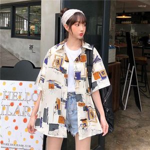 Women's Polos Fashion Japanese Wind Street Trendsetters Short Sleeve Printing Shirts And Blouses Women's Clothing Loose Plus Size Blouse