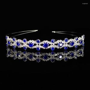 Klipy do włosów królewskie niebieskie słońce Claw Crystal Rhinestone Headdress Ladies Girl Fryzjer